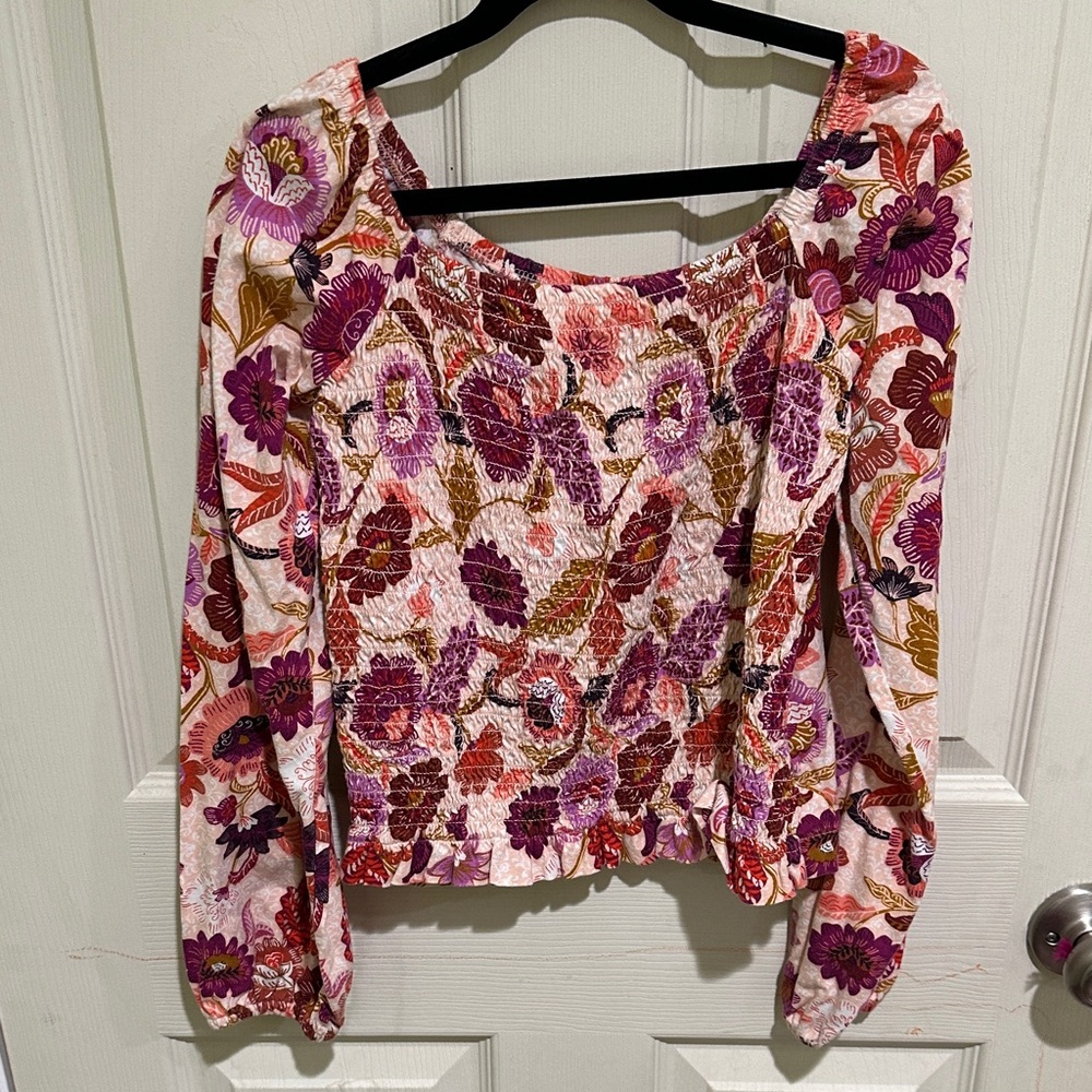 Old Navy Vibrant Floral Smocked Blouse